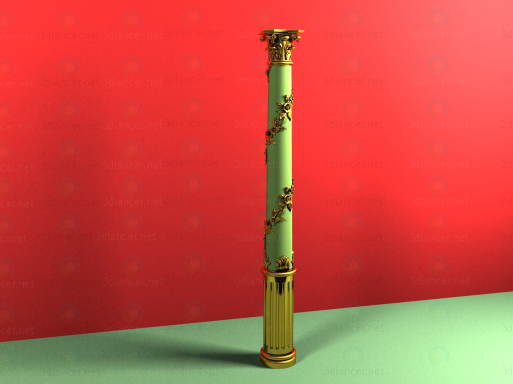 3d Carved gilded column model buy - render
