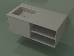 Washbasin with drawer and compartment (06UC524S2, Clay C37, L 96, P 50, H 36 cm)
