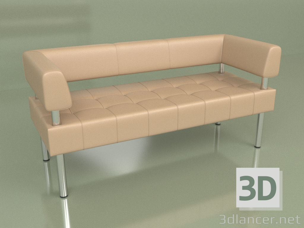 3 डी मॉडल सोफा थ्री-सीटर बिजनेस (बेज लेदर) - पूर्वावलोकन