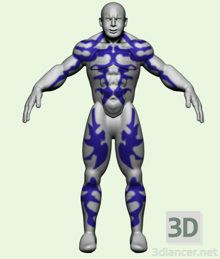 modèle 3D Mec tatoué - preview