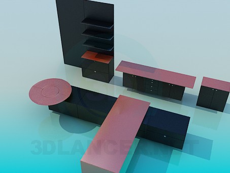 3d model Conjunto de muebles de sala de estar - vista previa