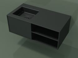 Washbasin with drawer and compartment (06UC524S2, Deep Nocturne C38, L 96, P 50, H 36 cm)