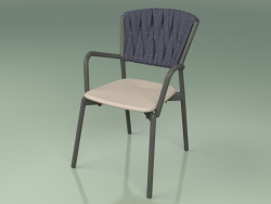 Sandalye 221 (Metal Duman, Poliüretan Reçine Köstebek, Yastıklı Kemer Gri-Mavi)