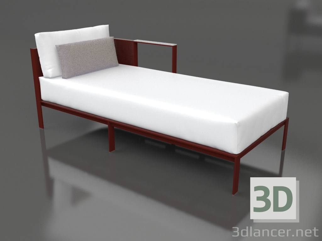 3d model Módulo sofá, sección 2 derecha (rojo vino) - vista previa