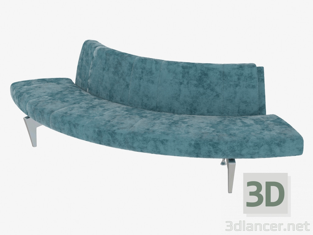 modèle 3D Canapé semi-circulaire sans accoudoirs - preview
