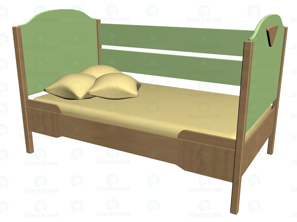 3D Modell Bett mit Zaun 63KV05 - Vorschau