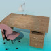 3d модель Деревянный письменный стол – превью
