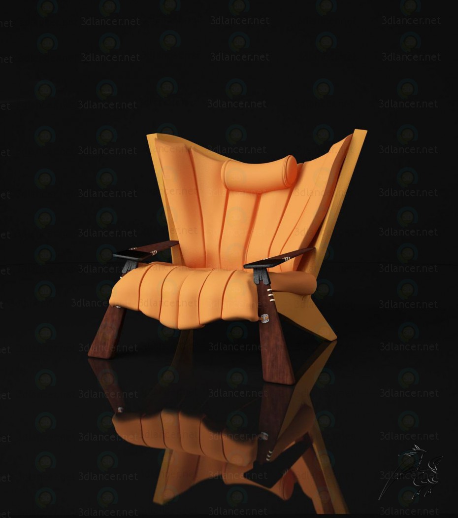 3d модель крісло жовте – превью