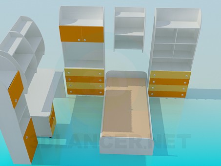 3D Modell Kinder-Schlafzimmer-Möbel - Vorschau