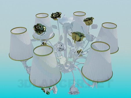 modèle 3D Chandelier romantique avec des roses - preview