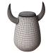 3d Vase Bull Rough Cashmere and Glossy Gold Horn model buy - render