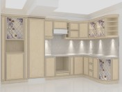 Классическая кухня травертиновые фасады с гранитной столешницей