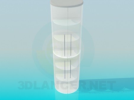 modèle 3D Demi-rond bibliothèque avec porte vitrée - preview