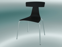 Sedia impilabile REMO sedia in plastica (1417-20, plastica nera, cromo)