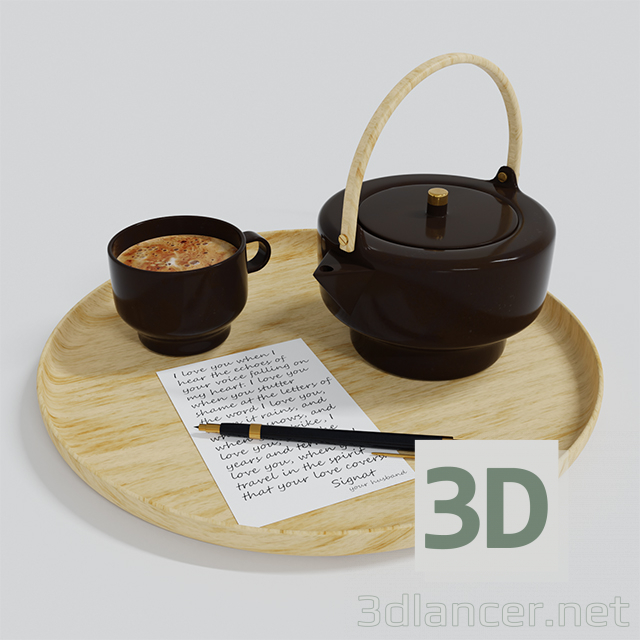 3D modeli kahve seti - önizleme