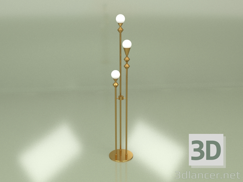3 डी मॉडल तल लैंप डोम तिकड़ी (पीतल) - पूर्वावलोकन