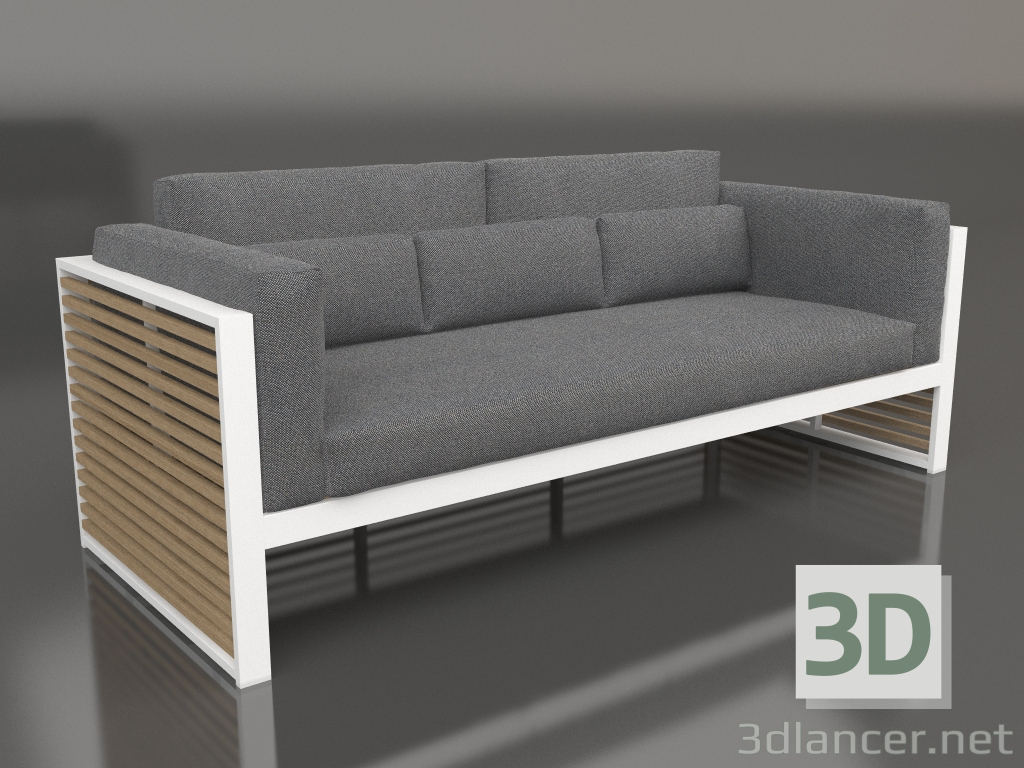modèle 3D Canapé 3 places avec dossier haut (Blanc) - preview
