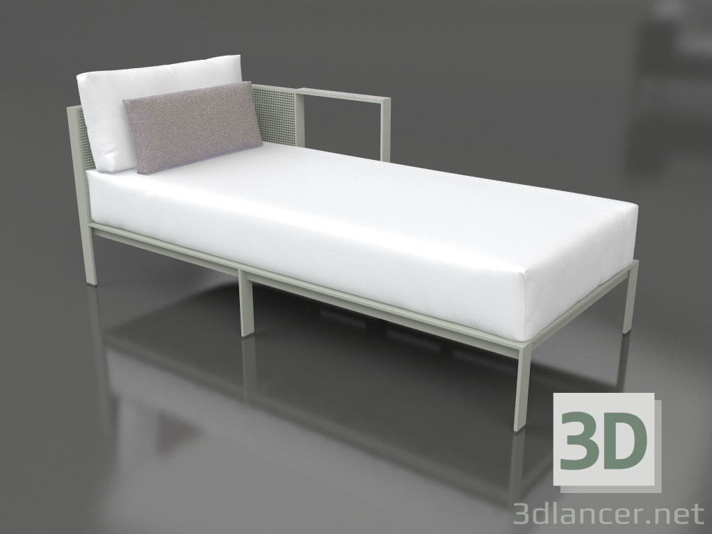 3d model Módulo sofá sección 2 derecha (Gris cemento) - vista previa