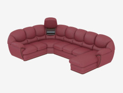 sofá de canto de couro Modular