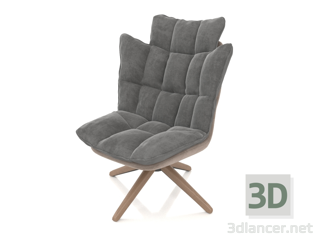 3D Modell Sessel im Husk-Stil (grau) - Vorschau