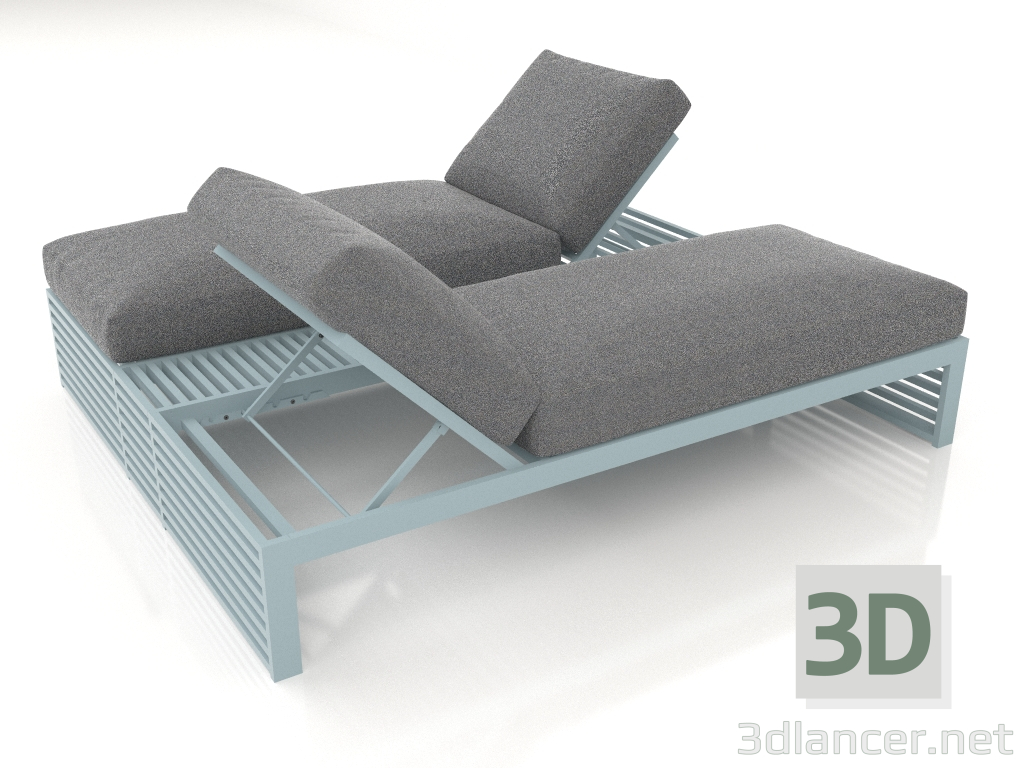 3d модель Двуспальная кровать (Blue grey) – превью