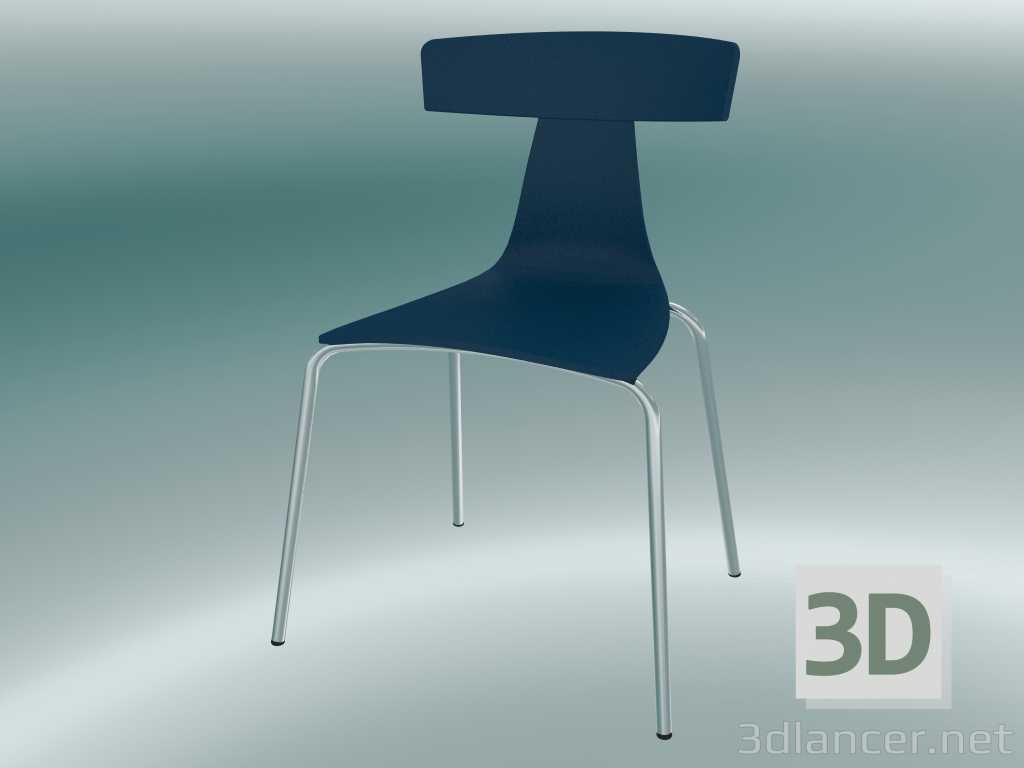 3D modeli İstiflenebilir sandalye REMO plastik sandalye (1417-20, plastik yeşil mavi, krom) - önizleme