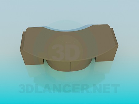 3D Modell Schreibtisch, gebogen - Vorschau
