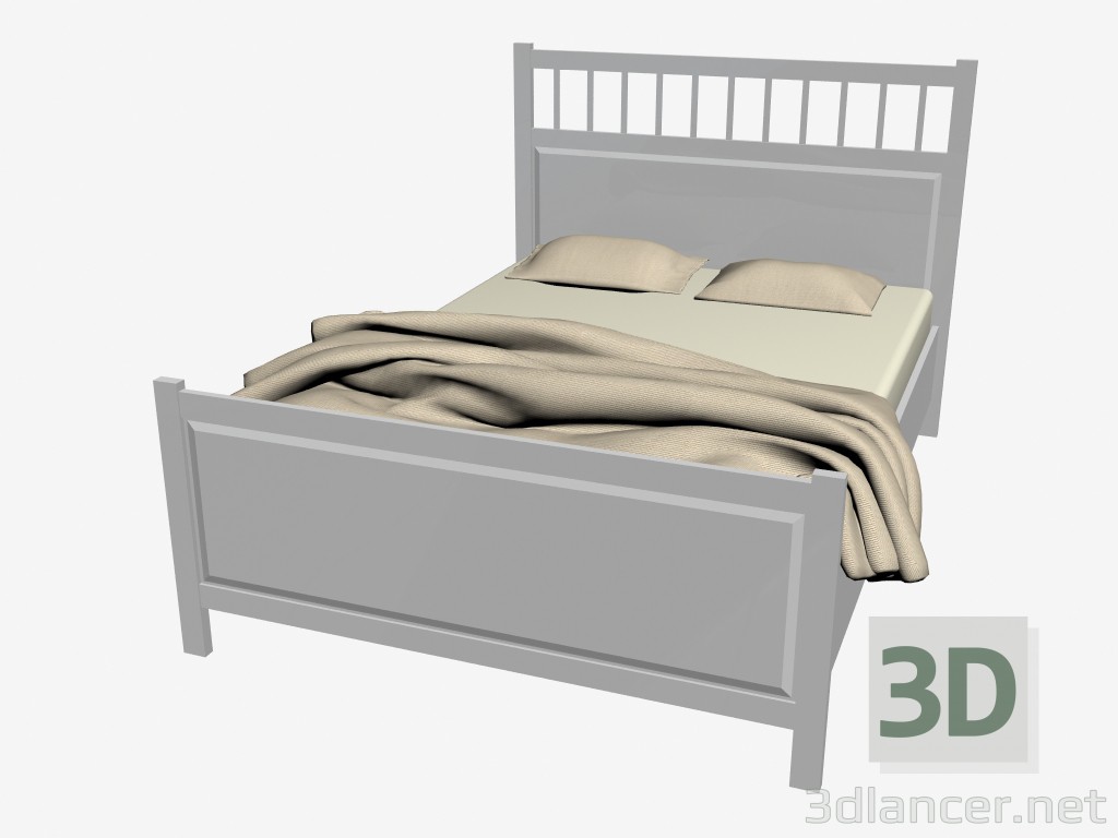 3d model Cama doble con colchón - vista previa