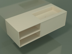 Washbasin with drawer and compartment (06UC724D2, Bone C39, L 120, P 50, H 36 cm)