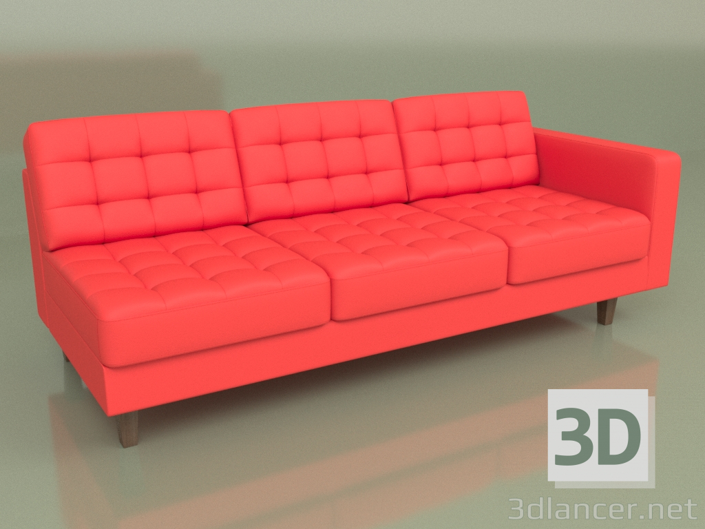 3d model Section three-seater left Cosmo (Red leather) - preview