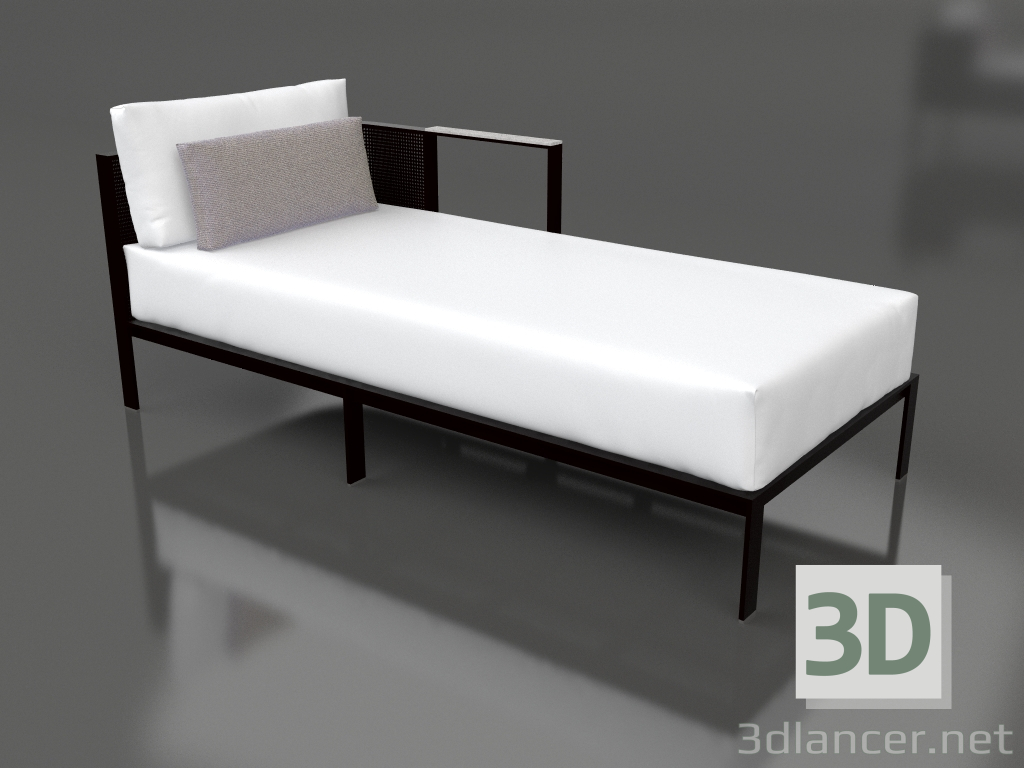 modèle 3D Module canapé, section 2 droite (Noir) - preview