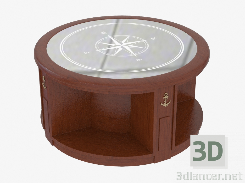 Modelo 3d mesa de café em um estilo redondo náutico - preview
