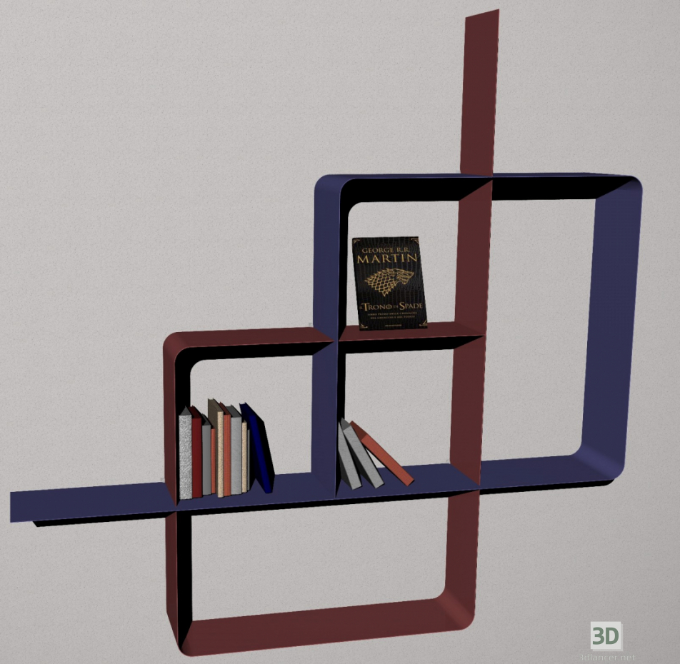 modello 3D bookshelf - anteprima