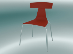 स्टैकेबल कुर्सी रेमो प्लास्टिक चेयर (1417-20, प्लास्टिक कोरल रेड, क्रोम)