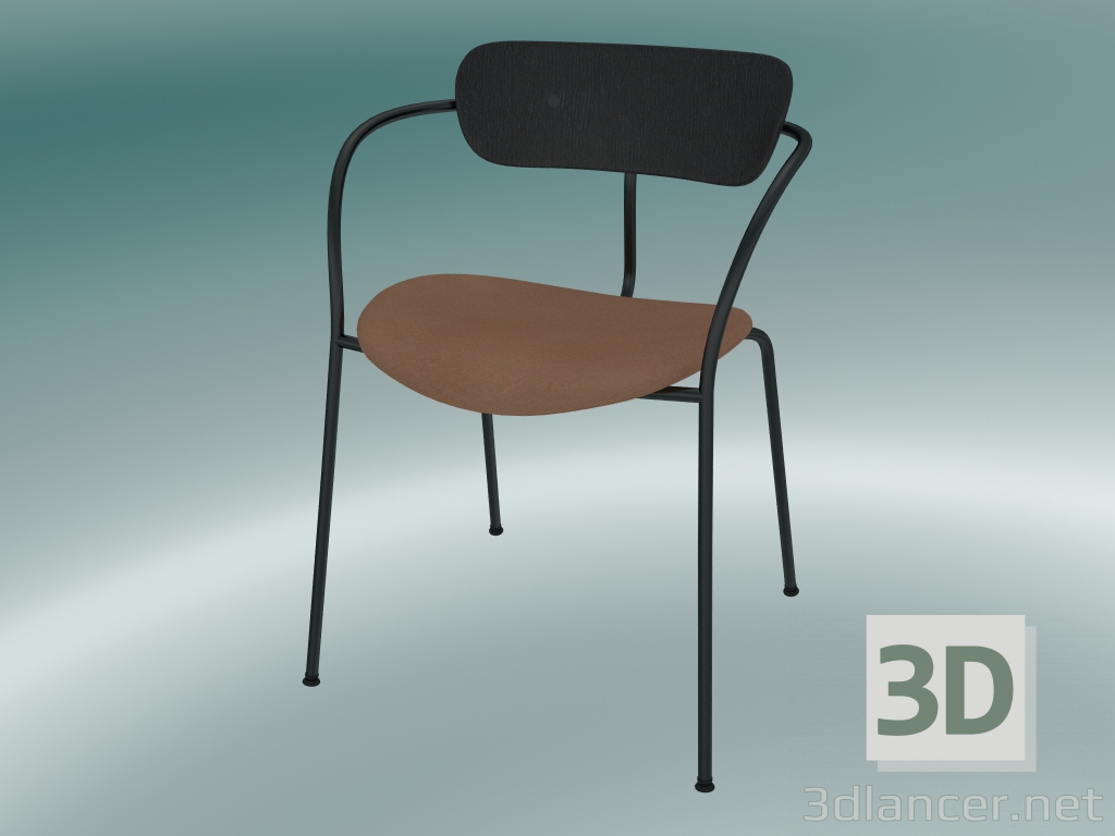 Modelo 3d Pavilhão para cadeiras (AV4, A 76cm, 52x56cm, Carvalho lacado preto, Couro - Cognac Silk) - preview
