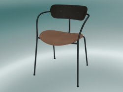 Chair Pavilion (AV4, H 76cm, 52x56cm, Walnut, Leather - Cognac Silk)