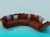 Semicircular sofa with cushions