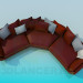 modèle 3D Canapé semi-circulaire avec coussins - preview