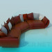 3d модель Полукруглый диван с подушками – превью