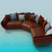 3D Modell Halbrunde Sofa mit Kissen - Vorschau