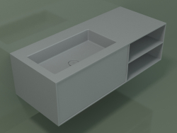 Washbasin with drawer and compartment (06UC724S2, Silver Gray C35, L 120, P 50, H 36 cm)