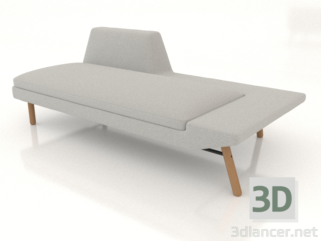 3D Modell Chaiselongue offen 186 mit Armlehne links (Holzbeine) - Vorschau