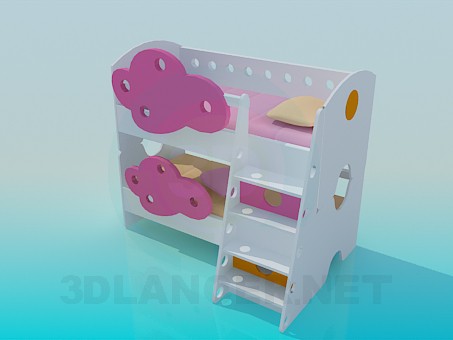 3d модель Двухярусная детская кровать – превью