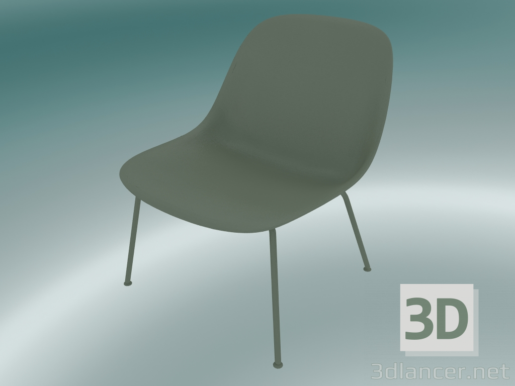 modello 3D Chaise longue con tubi alla base di fibra (Dusty Green) - anteprima