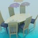 modèle 3D Set de table ovale et chaises - preview