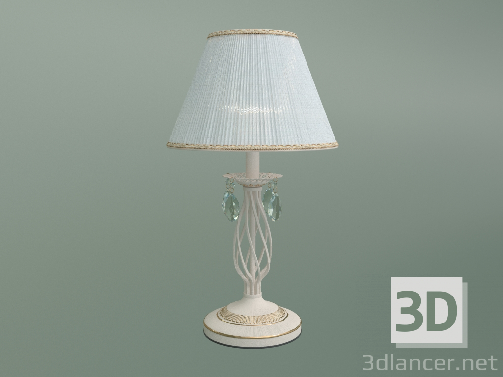 3d model Lámpara de mesa 10054-1 (blanco con cristal dorado-transparente Strotskis) - vista previa
