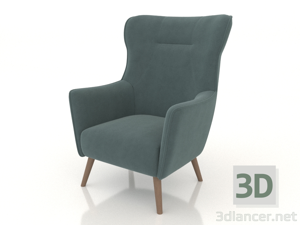 modèle 3D Fauteuil Camilla (turquoise) - preview