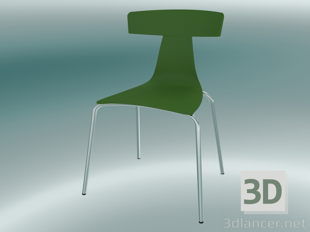 modèle 3D Chaise empilable Chaise en plastique REMO (1417-20, plastique vert fougère, chrome) - preview