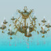 3d model Luxurious gilded chandelier with crystal drops - preview
