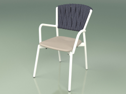 Chair 221 (Metal Milk, Polyurethane Resin Mole, Padded Belt Gray-Blue)
